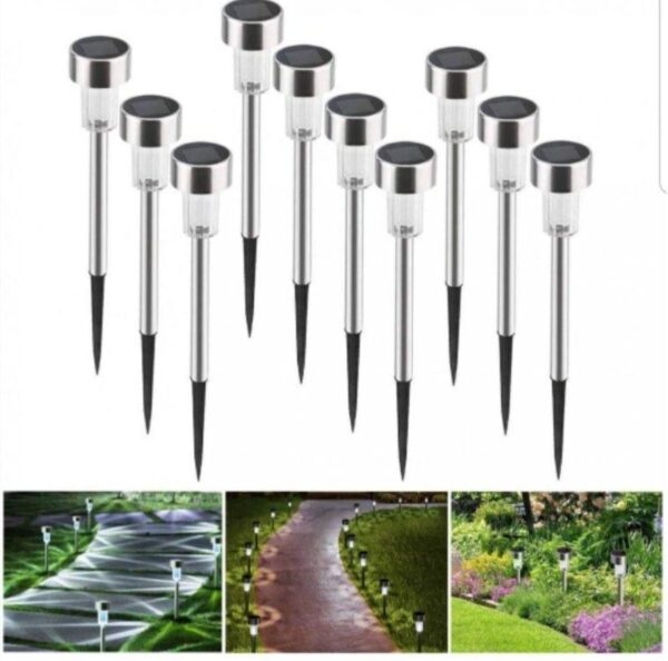 Solarne LED lampe za dvorište od inoksa-10 komada