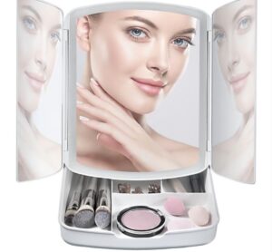 Ogledalo sa LED rasvetom i pregradom za šminku