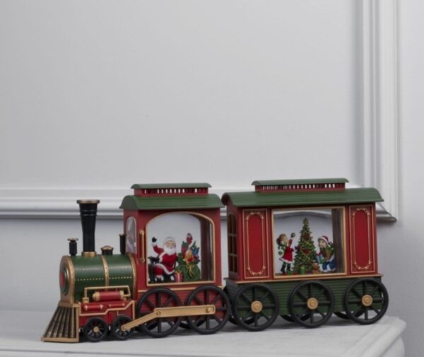 Novogodišnja dekoracija-lokomotiva sa vagonom