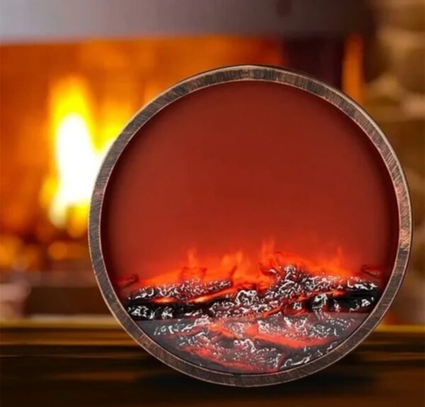 Okrugli retro kamin sa efektom plamena