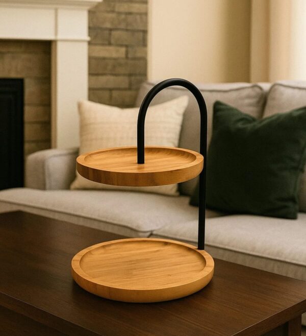 Bambus stalak za posluženje-2 nivoa